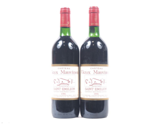 Vente aux enchères 2 BOUTEILLES CHÂTEAU VIEUX MAUVINON ST ÉMILION -1996 - 1 BG/1 LB