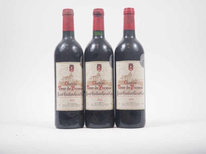 3 BOUTEILLES CHÂTEAU TOUR DE PRESSAC GC ST ÉMILION - 2002 - ES/BS