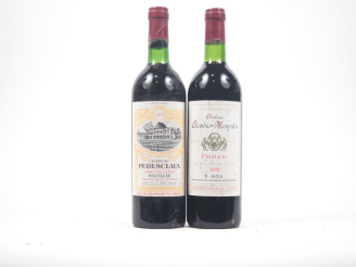 Vente aux enchères 2 BOUTEILLES : 1 CHÂTEAU PÉDESCLAUX GCC PAUILLAC - 1975/1 CHÂTEAU COLO