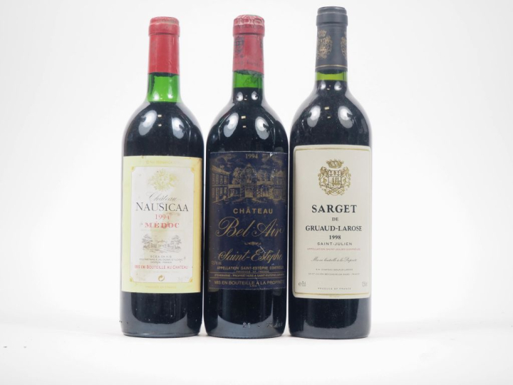 3 BOUTEILLES : 1 CHÂTEAU NAUSICAA CB MÉDOC - 1994 - BG/ELS/1 CHÂTEAU B