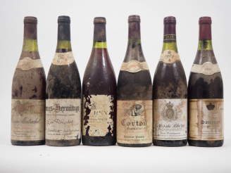Vente aux enchères 6 BOUTEILLES : 1 CHASSAGNE MONTRACHET B. MOREY - 1987 - ETS/1 CROZES 
