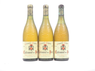 Vente aux enchères 3 BOUTEILLES CHÂTEAUNEUF DU PAPE BLANC "CHANTE CIGALE" DOMAINE CHANTE 