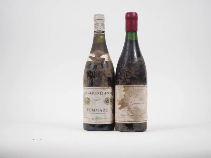 2 BOUTEILLES : 1 POMMARD LABOURÉ ROI - 1992 - ETS/1 CÔTES DU RHONE DOM