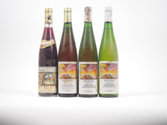 Vente aux enchères 4 BOUTEILLES VIN D'ALSACE : 1 FARNY PINOT NOIR - 1988/3 GEWURZTRAMINER