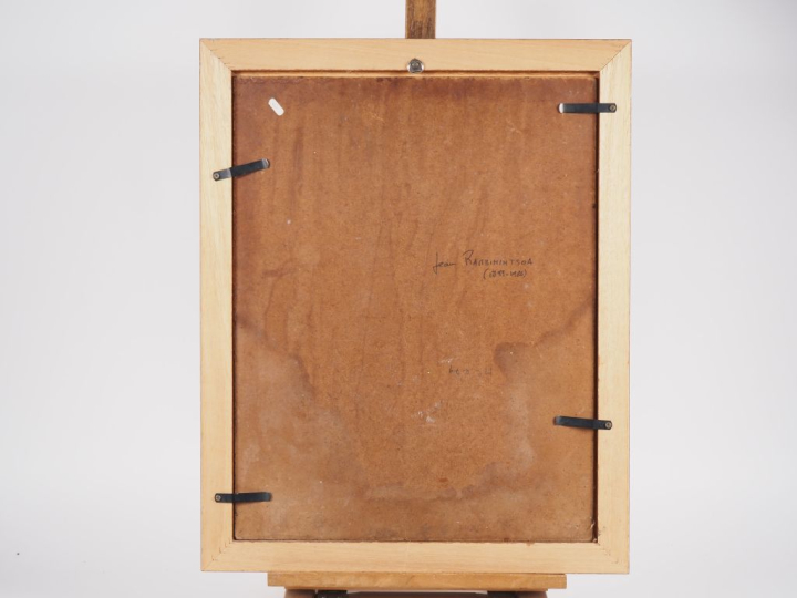 Jean RAMBININTSOA. "village animé à Madagascar" Huile sur paneau d'iso