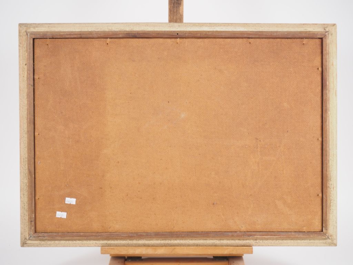 Jean RAMBININTSOA.  "les moissons à Madagascar" Huile sur isorel, sign