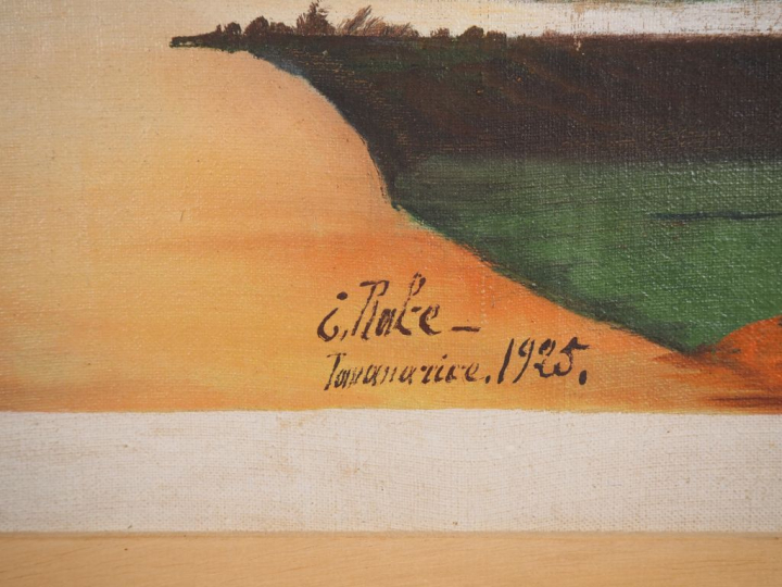 J. RAKE.  "vue panoramique de Tananarive" Grande huile sur toile, sign