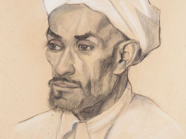 KJÆRGAARD "portrait d'homme" Dessin, signé en bas à droite, situé à Tu