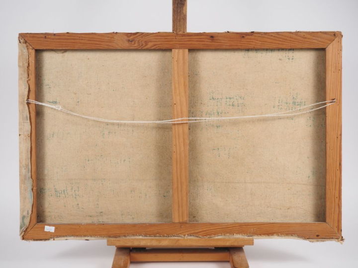 Albert RANAIVOSON. "Cases animées au bord de l'océan indien" Huile sur