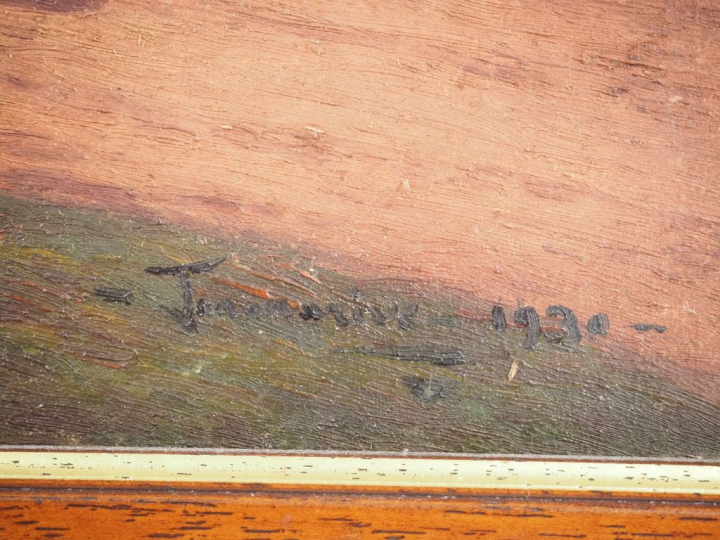 Ecole malgache début XXème.  "charrette couverte trainée par des bœufs