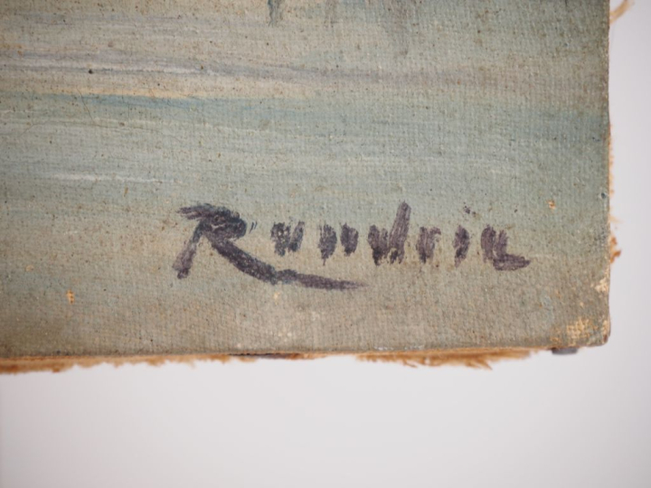 RANDRIA "lavandières malgaches" Huile sur toile, signée en bas à droit