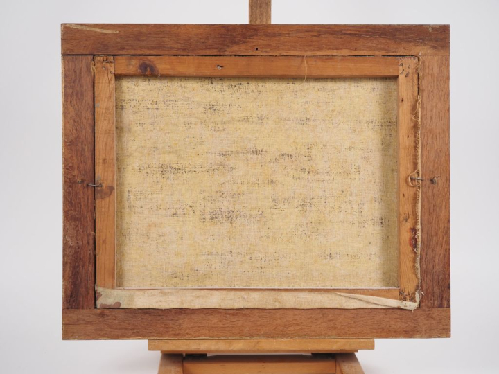 Ambroise RAKOTO. "village malgache animé" Huile sur toile, signée en b