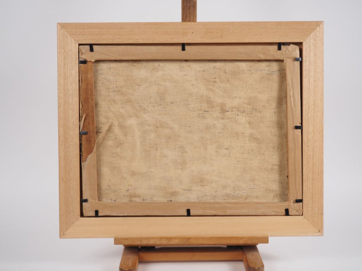 Ambroise RAKOTO. "village malgache animé" Huile sur toile, signée en b