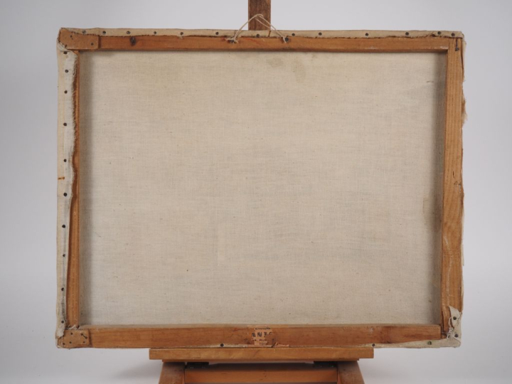 Alfred RAZAFINJOHANY.  "le village" Huile sur toile, signée en bas à d