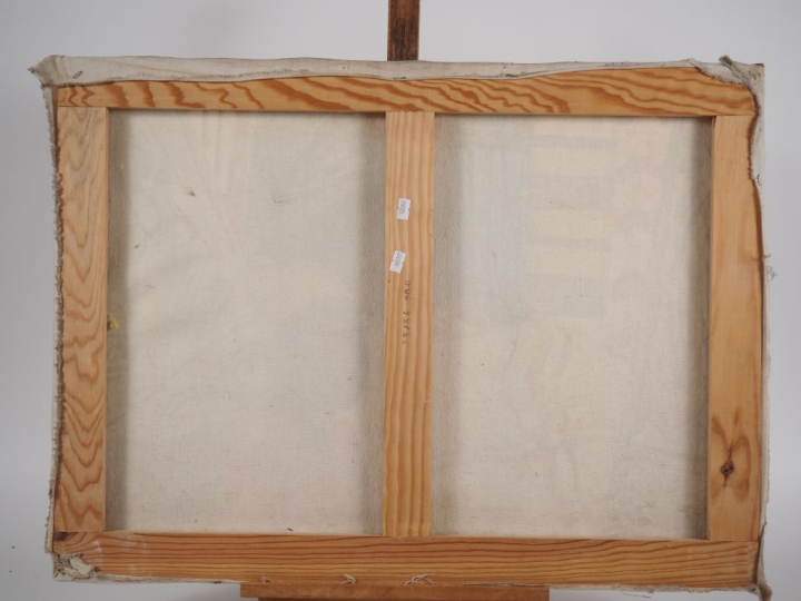 Ecole malgache monogrammée R. J.R "les deux enfants" Huile sur toile, 