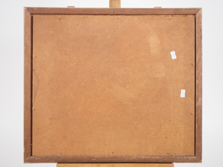 Ambroise RAKOTO.  "Paysage lacustre animé à Madagascar" Huile sur pann