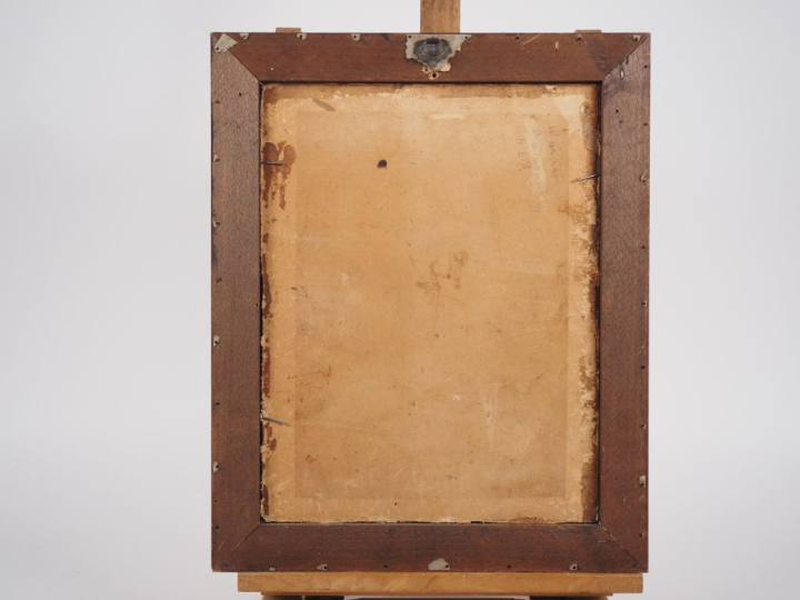 W. HUNTER.  "Marché à Madagascar" Huile sur carton, signée en bas à ga