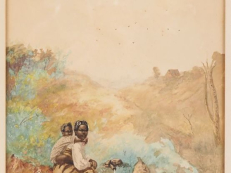 Vente aux enchères Victor RASAMOELINA.  "la source" Aquarelle, signée en bas à droite Dim