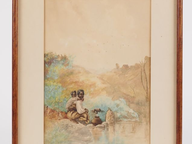 Victor RASAMOELINA.  "la source" Aquarelle, signée en bas à droite Dim