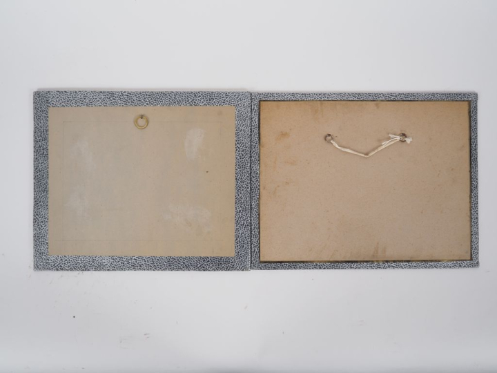 Gilbert RAKOTO.  "Etude de personnages" Paire d'aquarelles, signées en