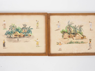 Vente aux enchères REGOAMANAMJITA. "Etude de personnages" Paire d'aquarelles, signées en 