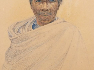 Vente aux enchères Ecole malgache XXème.  "portrait de femme" Dessin, signé en bas à droi