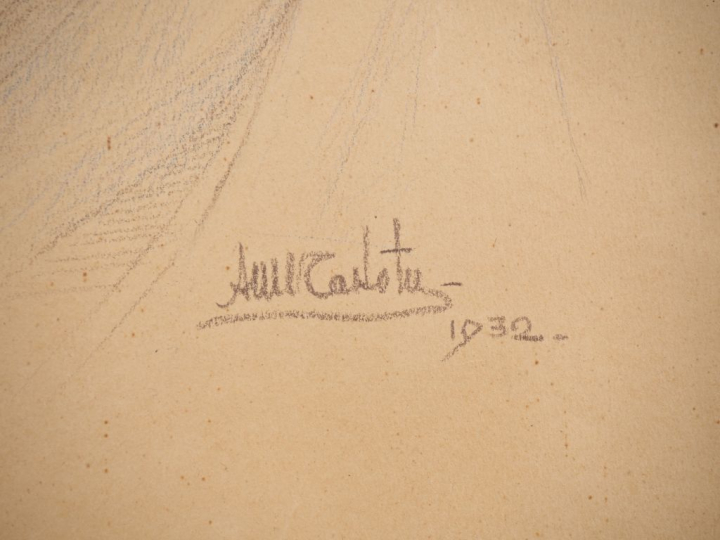 Ecole malgache XXème.  "portrait de femme" Dessin, signé en bas à droi