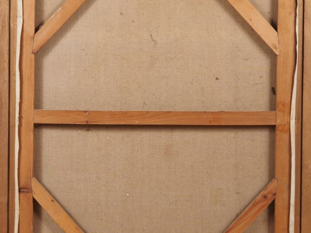 F. BAJEN.  "Le souper" Huile sur toile, signée en haut à droite  Dim. 