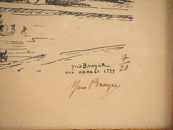 Yves BRAYER.  "soldats français"  Lithographie numérotée 7/20, contres