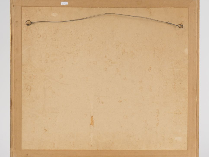 Ecole française Xxème.  "Village fortifiée en bord de mer" Encre, mono