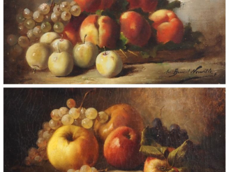 Vente aux enchères BRUNEL de NEUVILLE. "natures mortes"  Paire d'huiles sur toiles, signé