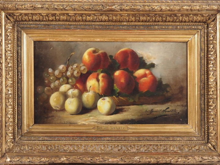 BRUNEL de NEUVILLE. "natures mortes"  Paire d'huiles sur toiles, signé