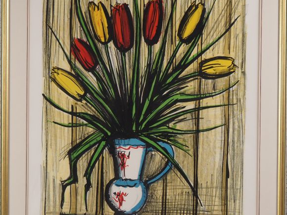 B. BUFFET. "le bouquet de tulipes" Epreuve d'artiste, contresignée en 