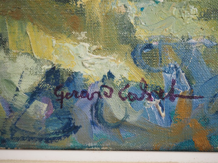 Gérard CALVET.  "Paysage du Midi" Huile sur toile, signée en bas à dro