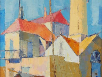 Vente aux enchères Gérard CALVET. "le phare du Grau du Roi" Huile sur toile, signée en ba