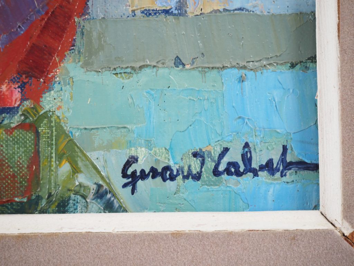 Gérard CALVET. "le phare du Grau du Roi" Huile sur toile, signée en ba