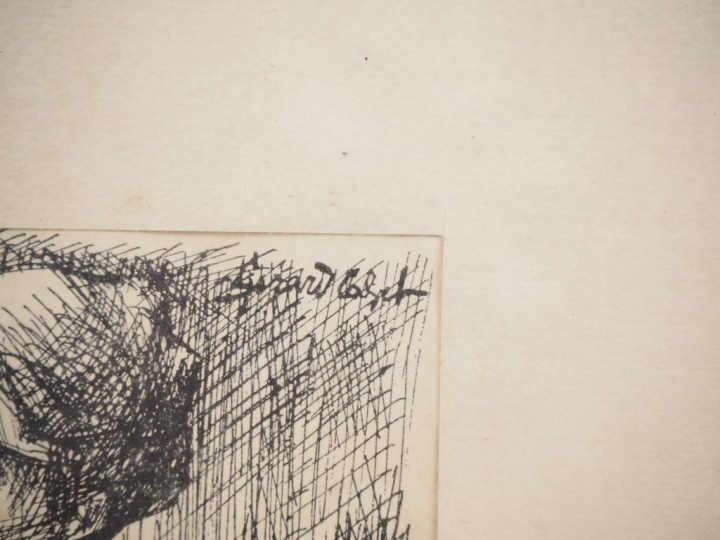 Gérard CALVET.  "le modèle nue" Encre signée, en haut à droite  Dim. 2