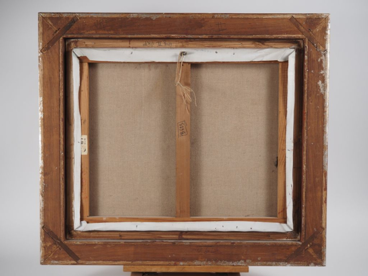 Pierre CORNU.  "Jeune fille faisant un bouquet de fleurs" Huile sur to