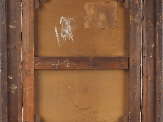 F. CORMON.  "Gulliver chez les géants" Huile sur toile, signée en bas 