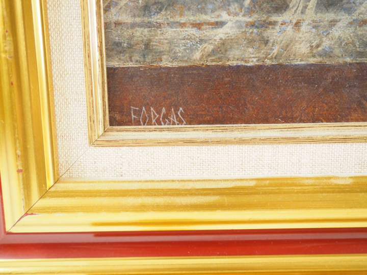 Robert FORGAS.  "la grande cruche aux roses rouges" Huile sur toile, s