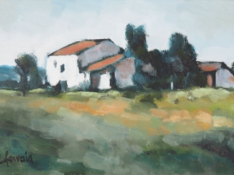 Vente aux enchères Gérard GERVAIS.  "Mas en Salanque" Huile sur toile, signée en bas à ga
