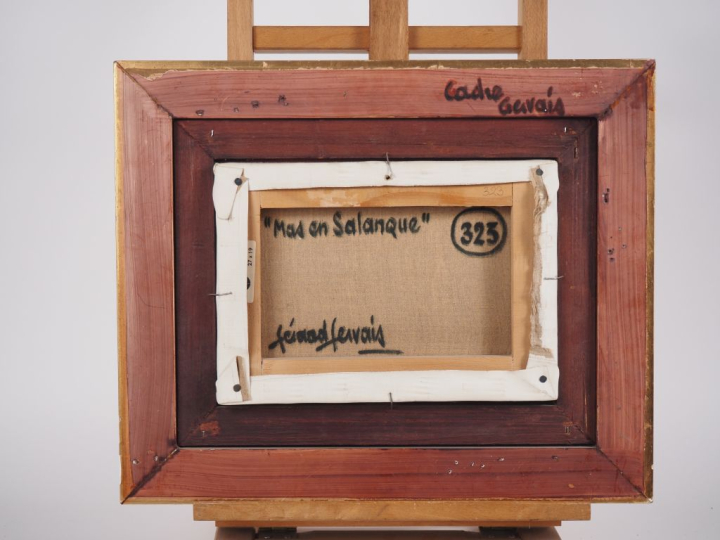 Gérard GERVAIS.  "Mas en Salanque" Huile sur toile, signée en bas à ga