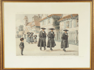 Vente aux enchères HANSI.  "Ceux qui n'oublient pas" Epreuve d'artiste, signée en bas à g