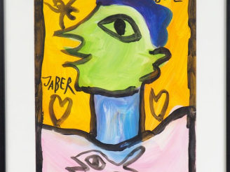 Vente aux enchères JABER.  "portrait d'homme" Aquarelle, signée en bas à gauche et datée 