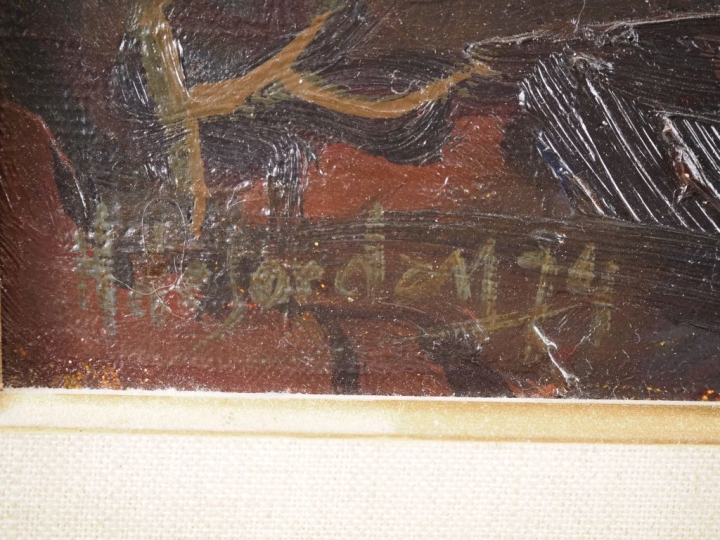 H. DE JORDAN.  "automne en Ariège" Huile sur toile, signée en bas à ga