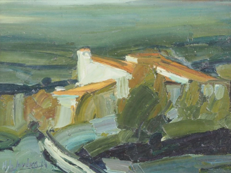 Vente aux enchères H. DE JORDAN.  "Mas catalan" Huile sur toile, signée en bas à gauche e