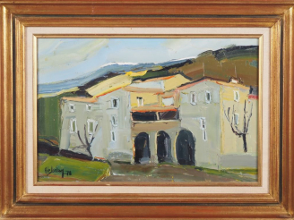 Vente aux enchères H. DE JORDAN. "mas en Cerdagne" Huile sur toile, signée en bas à gauch