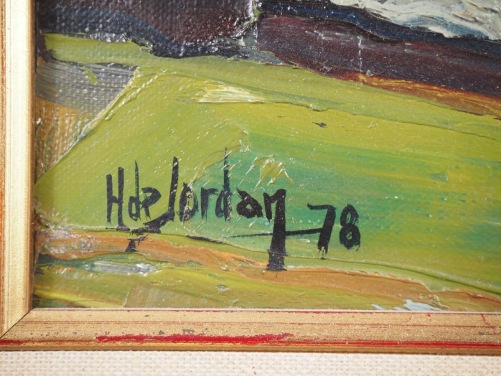 H. DE JORDAN. "mas en Cerdagne" Huile sur toile, signée en bas à gauch