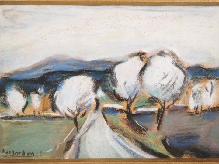 Henri de JORDAN. "matin de printemps"  Pastel, signé en bas à gauche  