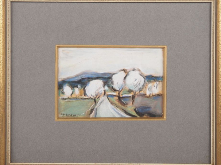 Henri de JORDAN. "matin de printemps"  Pastel, signé en bas à gauche  